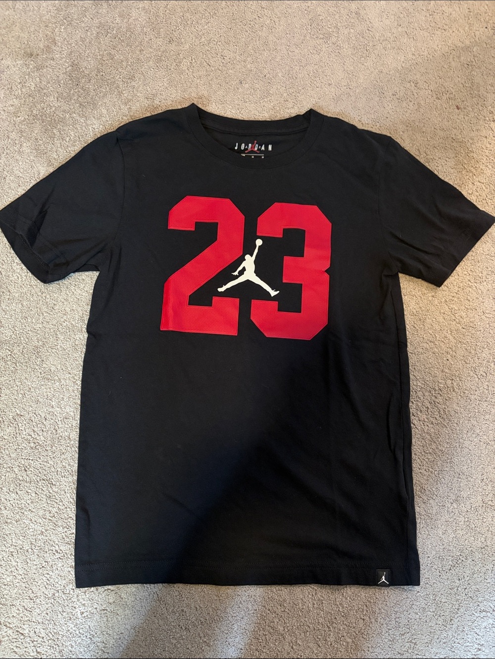 Jordan Black Tee with Red 23 and White Jumpman